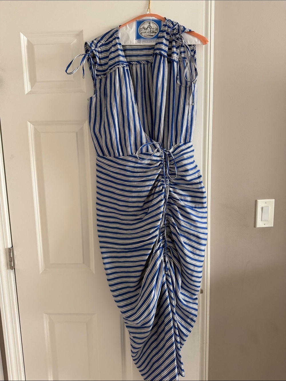 Veronica Beard Blue and White Striped High-Low Dress